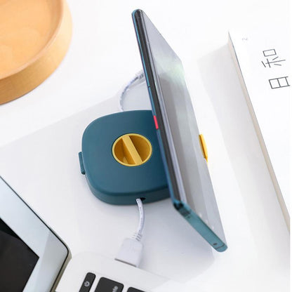 Cable Winder Integrated Phone Stand Tangle-Free & Compact