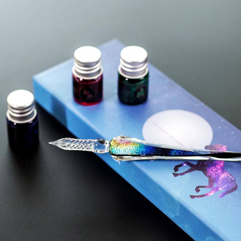 Calligraphy Dip Pen Mouth-Blown Crystal Glass Spiral Tip