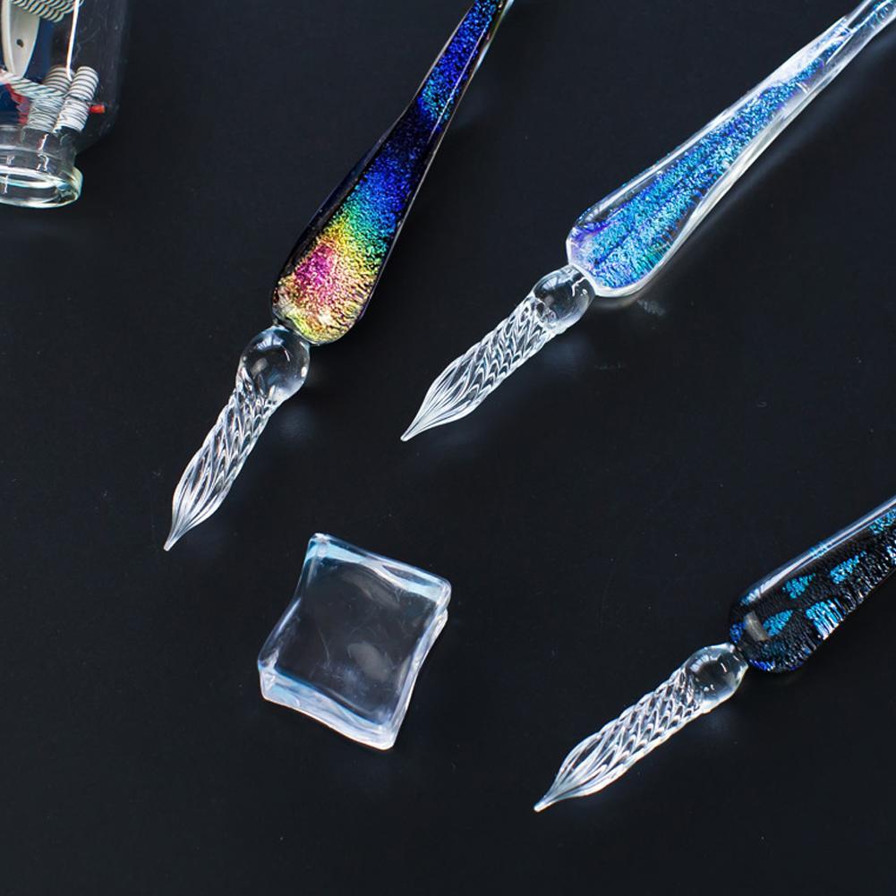 Calligraphy Dip Pen Mouth-Blown Crystal Glass Spiral Tip