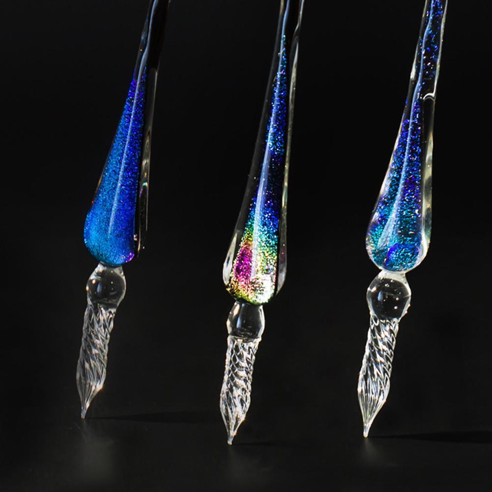 Calligraphy Dip Pen Mouth-Blown Crystal Glass Spiral Tip