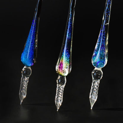 Calligraphy Dip Pen Mouth-Blown Crystal Glass Spiral Tip