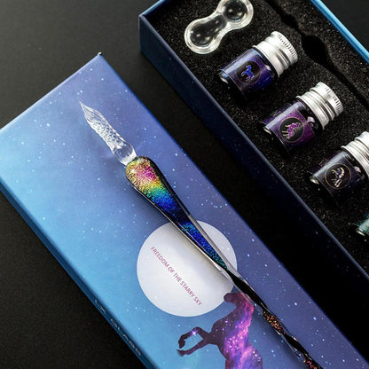 Calligraphy Dip Pen Mouth-Blown Crystal Glass Spiral Tip