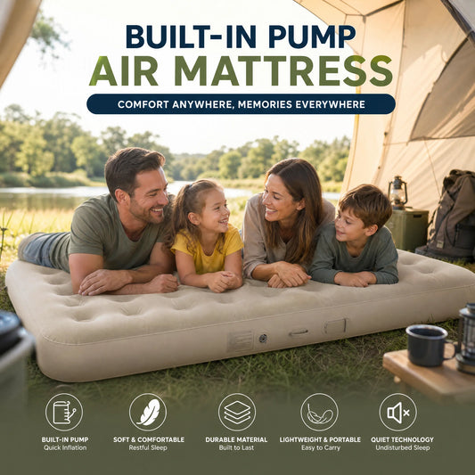 Camping Air Mattress Built-In Rechargeable Pump Honeycomb Support