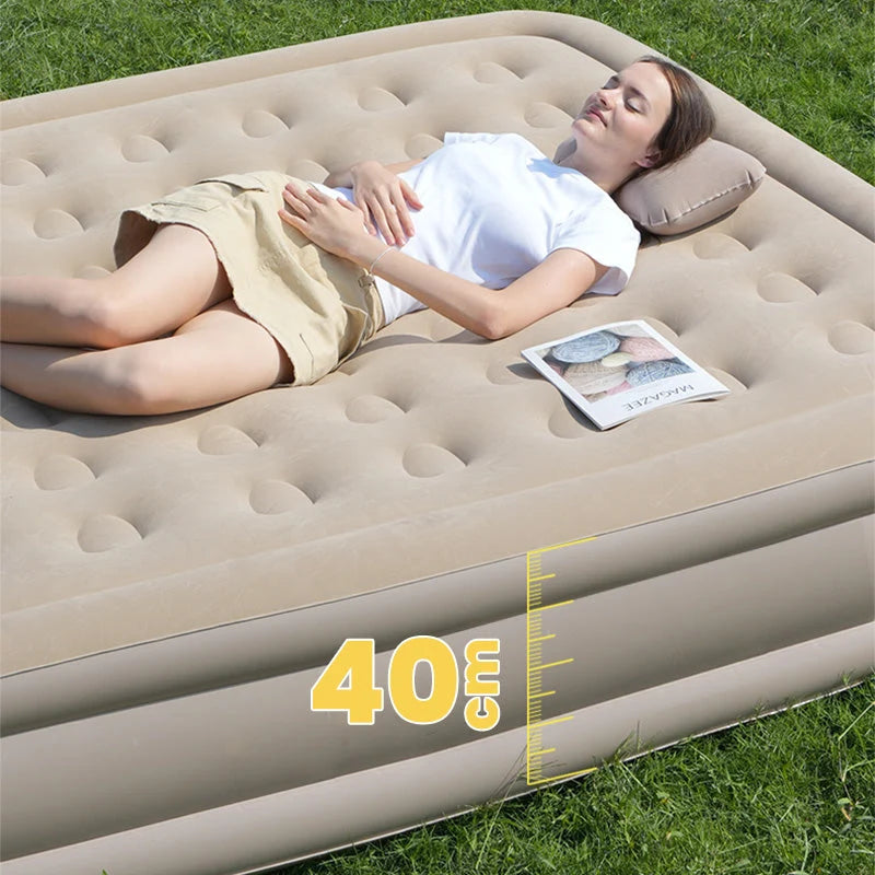 Camping Air Mattress Built-In Rechargeable Pump Honeycomb Support
