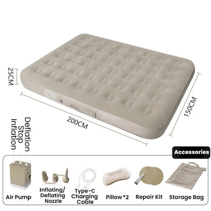 Camping Air Mattress Built-In Rechargeable Pump Honeycomb Support