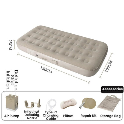 Camping Air Mattress Built-In Rechargeable Pump Honeycomb Support