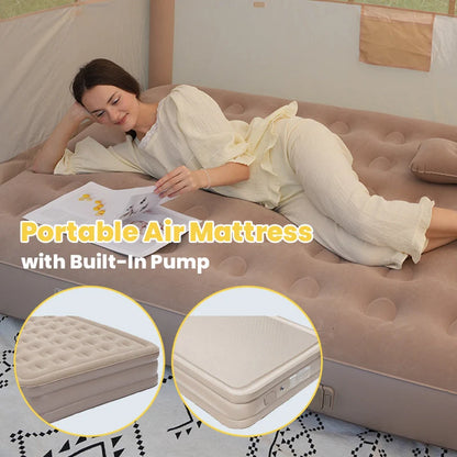 Camping Air Mattress Built-In Rechargeable Pump Honeycomb Support