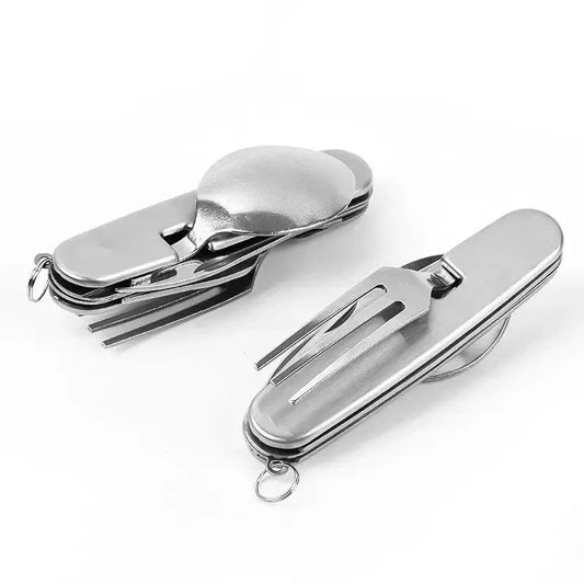 Camping Cutlery Set 4-in-1 Foldable Stainless Steel