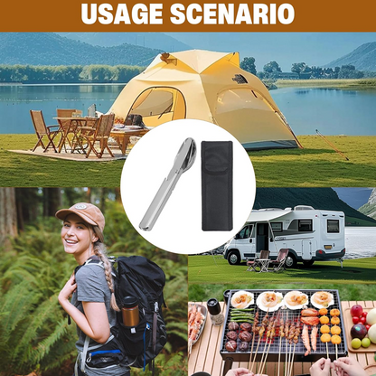 Camping Cutlery Set 4-in-1 Foldable Stainless Steel