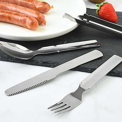 Camping Cutlery Set 4-in-1 Foldable Stainless Steel