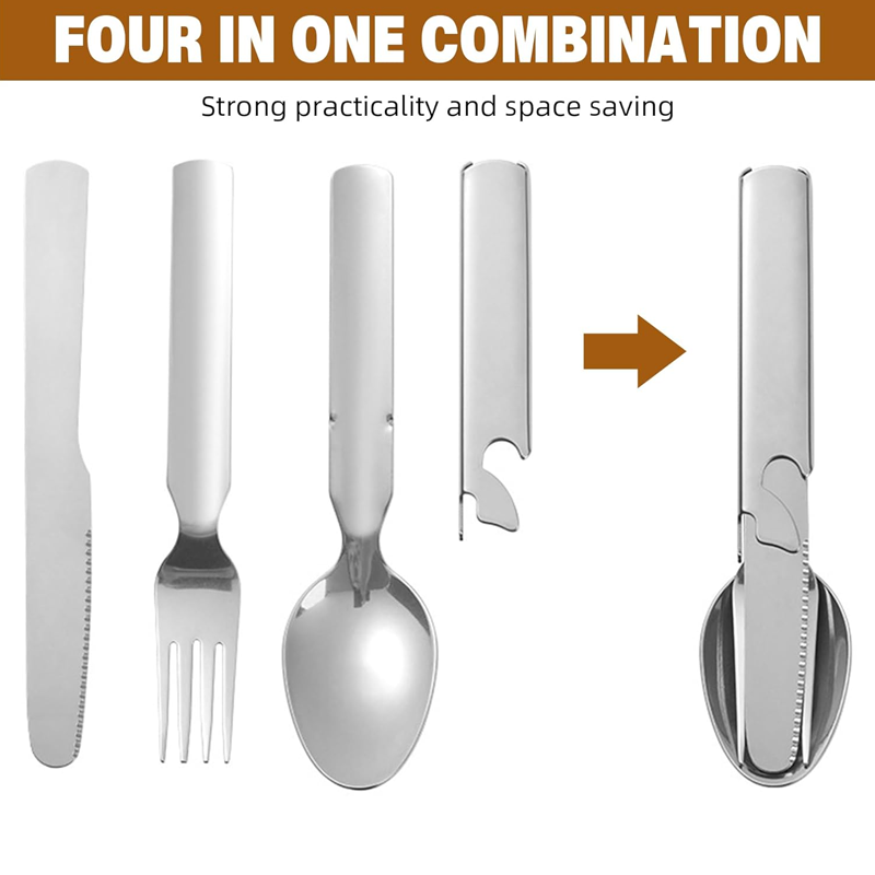 Camping Cutlery Set 4-in-1 Foldable Stainless Steel