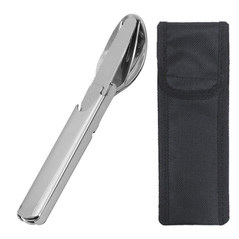 Camping Cutlery Set 4-in-1 Foldable Stainless Steel