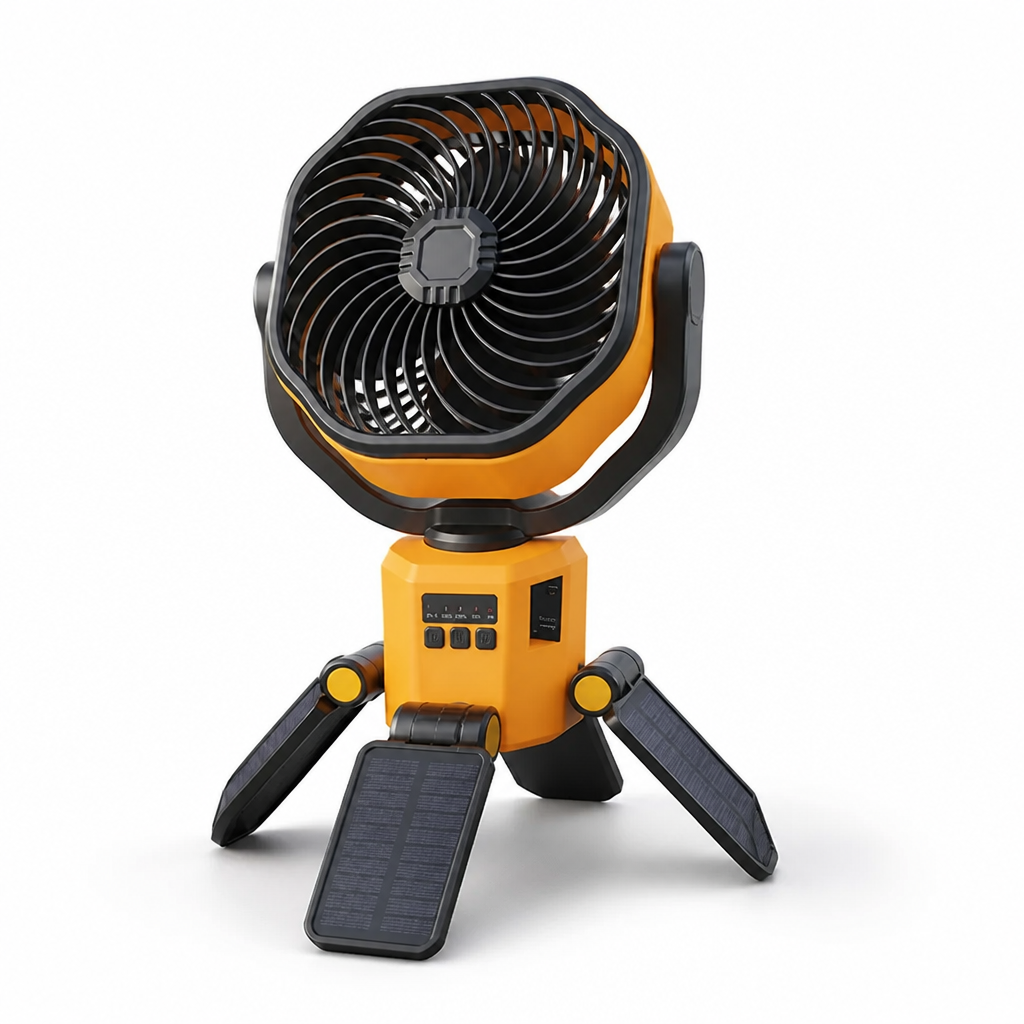 Camping Fan Solar Charging & Power Bank 30-Hour Runtime