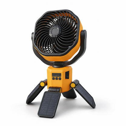 Camping Fan Solar Charging & Power Bank 30-Hour Runtime