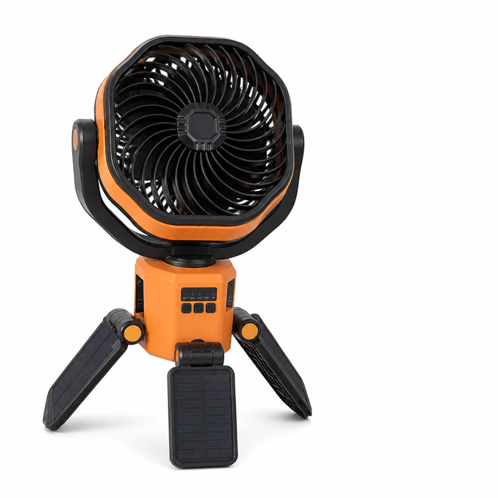 Camping Fan Solar Charging & Power Bank 30-Hour Runtime