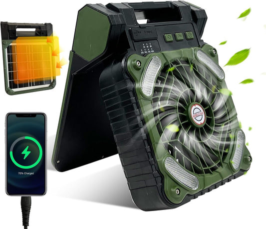 Camping Fan Solar-Powered 20,800 mAh Power Bank