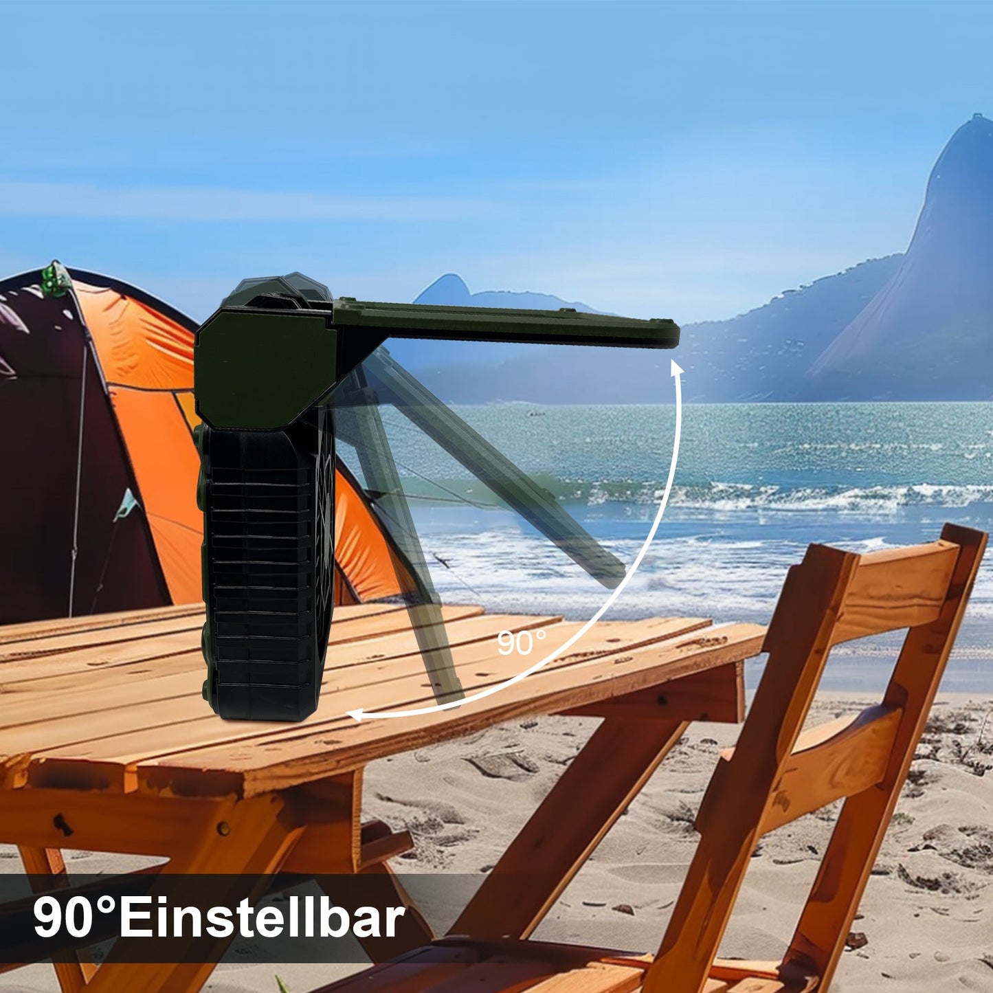 Camping Fan Solar-Powered 20,800 mAh Power Bank