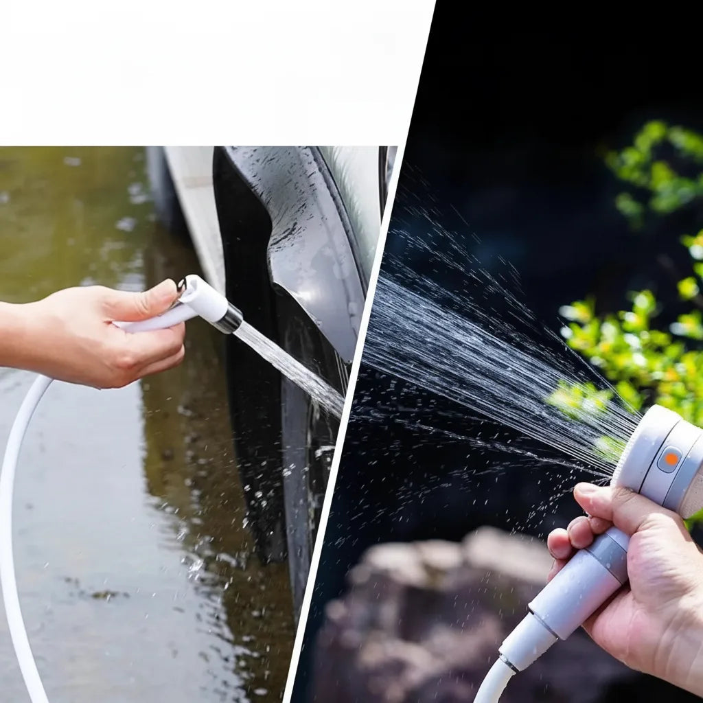 Camping Shower USB Rechargeable Adjustable Spray & Extendable Hose