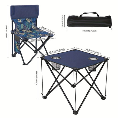 Camping Table & Chairs Foldable Waterproof Oxford Cup Holders