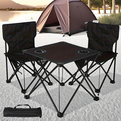 Camping Table & Chairs Foldable Waterproof Oxford Cup Holders