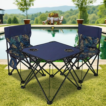 Camping Table & Chairs Foldable Waterproof Oxford Cup Holders