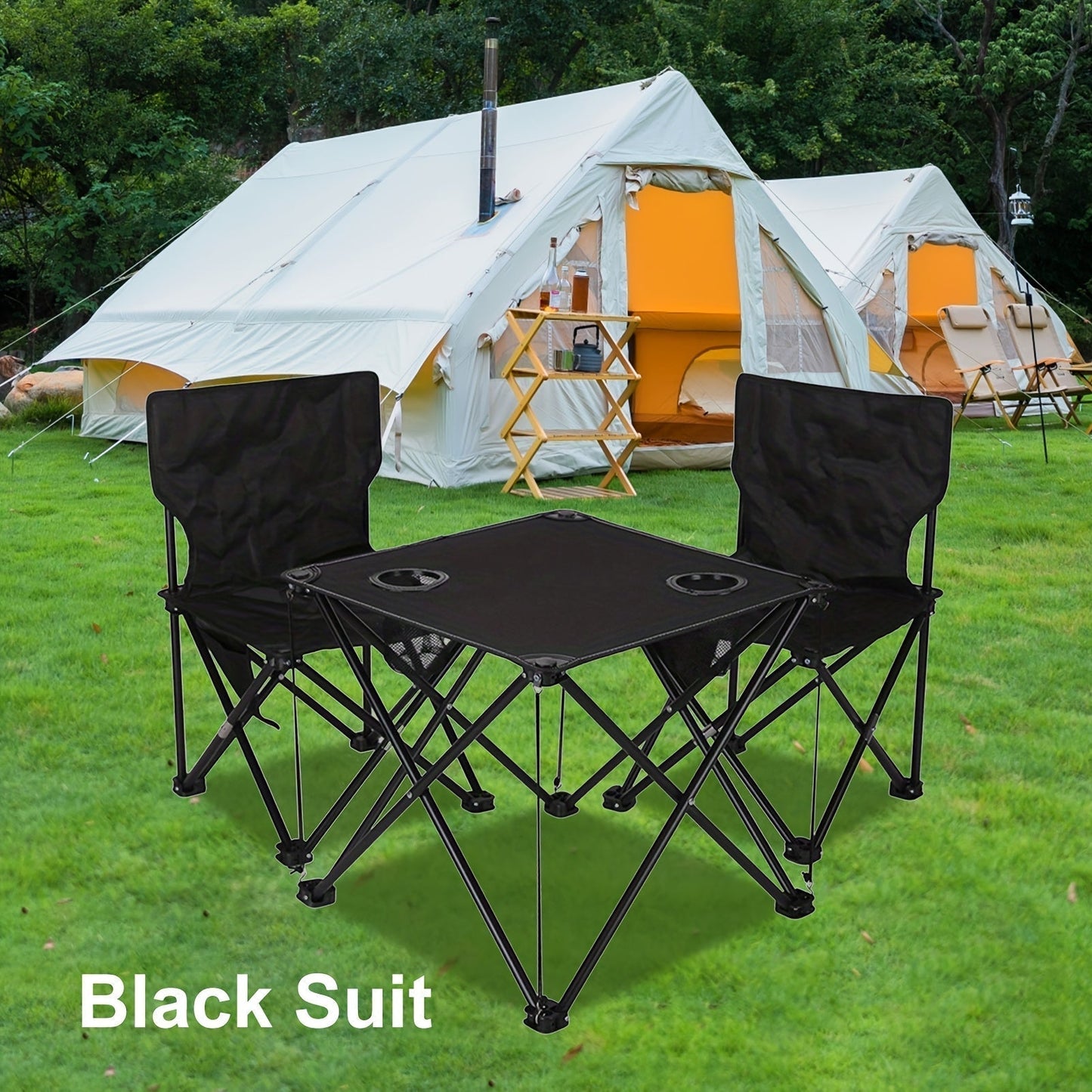 Camping Table & Chairs Foldable Waterproof Oxford Cup Holders