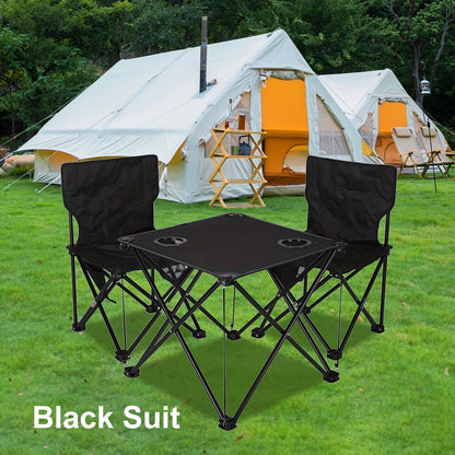 Camping Table & Chairs Foldable Waterproof Oxford Cup Holders