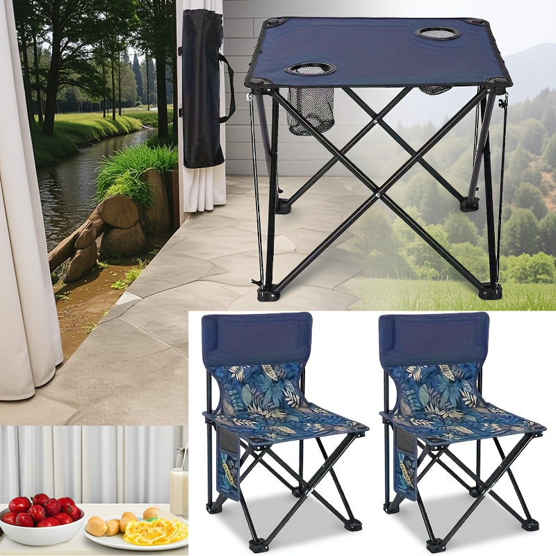 Camping Table & Chairs Foldable Waterproof Oxford Cup Holders