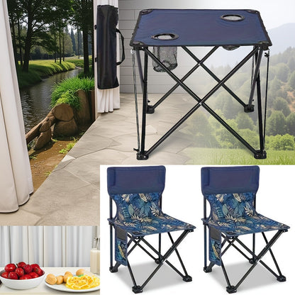 Camping Table & Chairs Foldable Waterproof Oxford Cup Holders