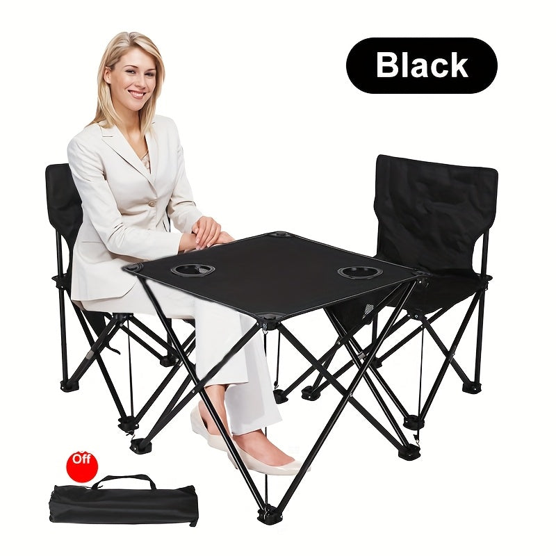 Camping Table & Chairs Foldable Waterproof Oxford Cup Holders