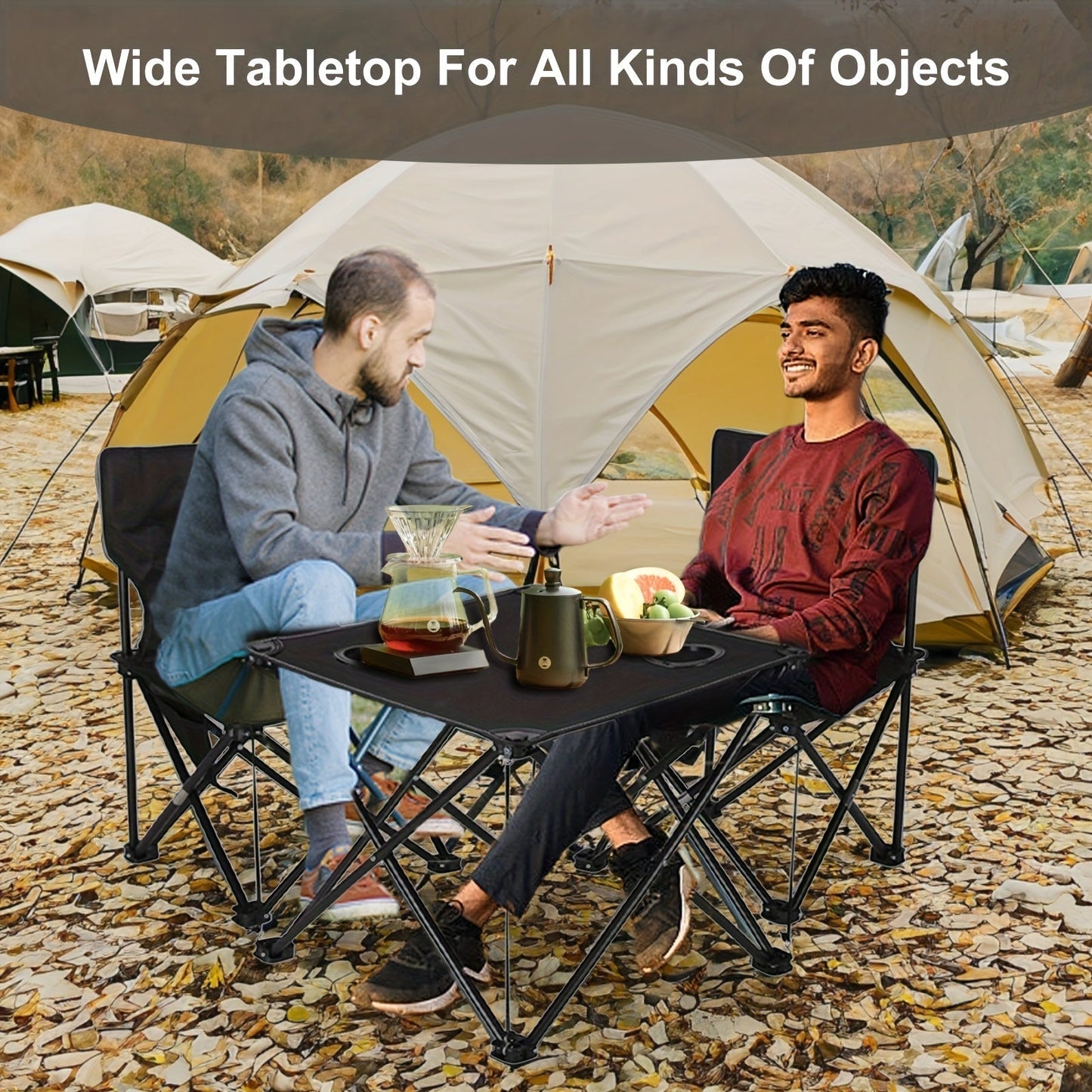 Camping Table & Chairs Foldable Waterproof Oxford Cup Holders