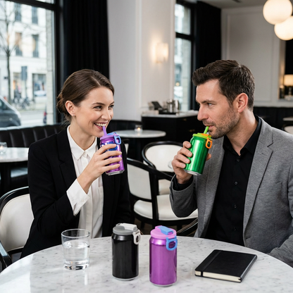 Can Cap Silicone Integrated Straw & Leak-Proof