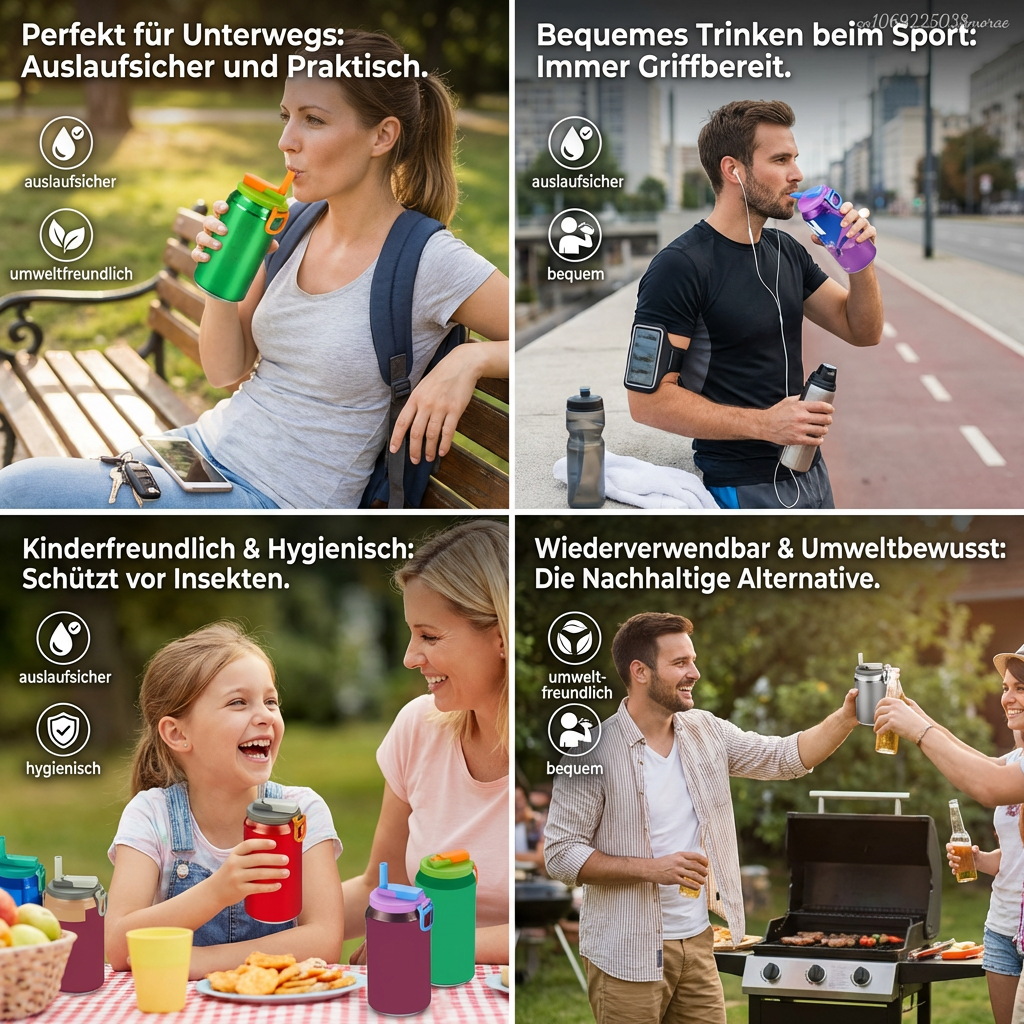 Can Cap Silicone Integrated Straw & Leak-Proof
