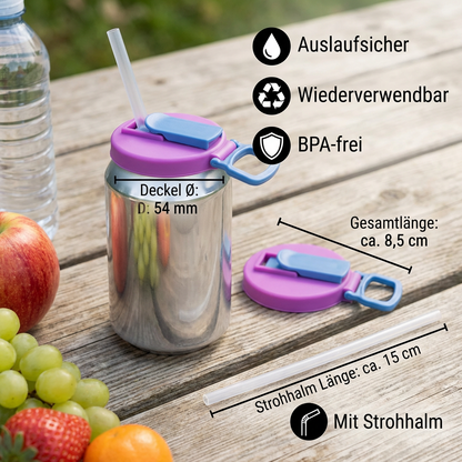Can Cap Silicone Integrated Straw & Leak-Proof