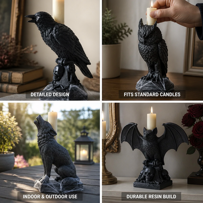 Candle Holder Gothic Animal Motif Resin Indoor & Outdoor