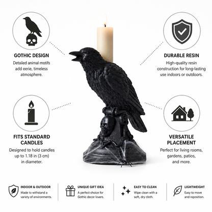 Candle Holder Gothic Animal Motif Resin Indoor & Outdoor