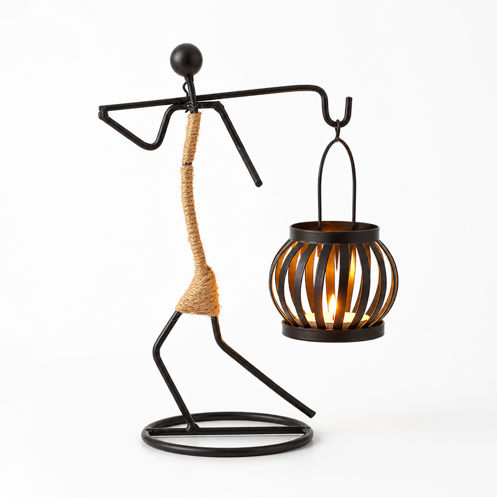 Candle Holder Handcrafted Metal Sisal Wrapped