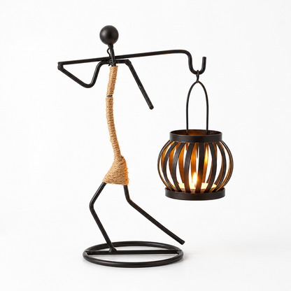 Candle Holder Handcrafted Metal Sisal Wrapped