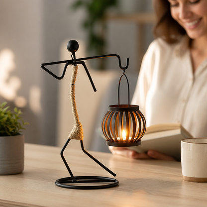 Candle Holder Handcrafted Metal Sisal Wrapped