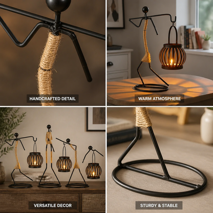 Candle Holder Handcrafted Metal Sisal Wrapped