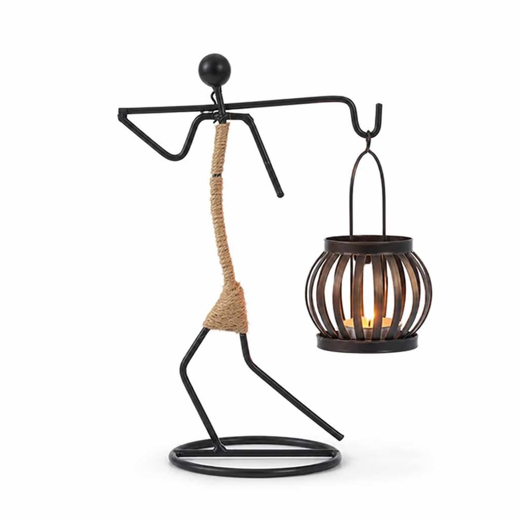 Candle Holder Handcrafted Metal Sisal Wrapped