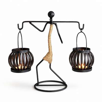 Candle Holder Handcrafted Metal Sisal Wrapped