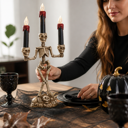 Candle Holder Skeleton 3-Candle Warm LED Battery-Operated