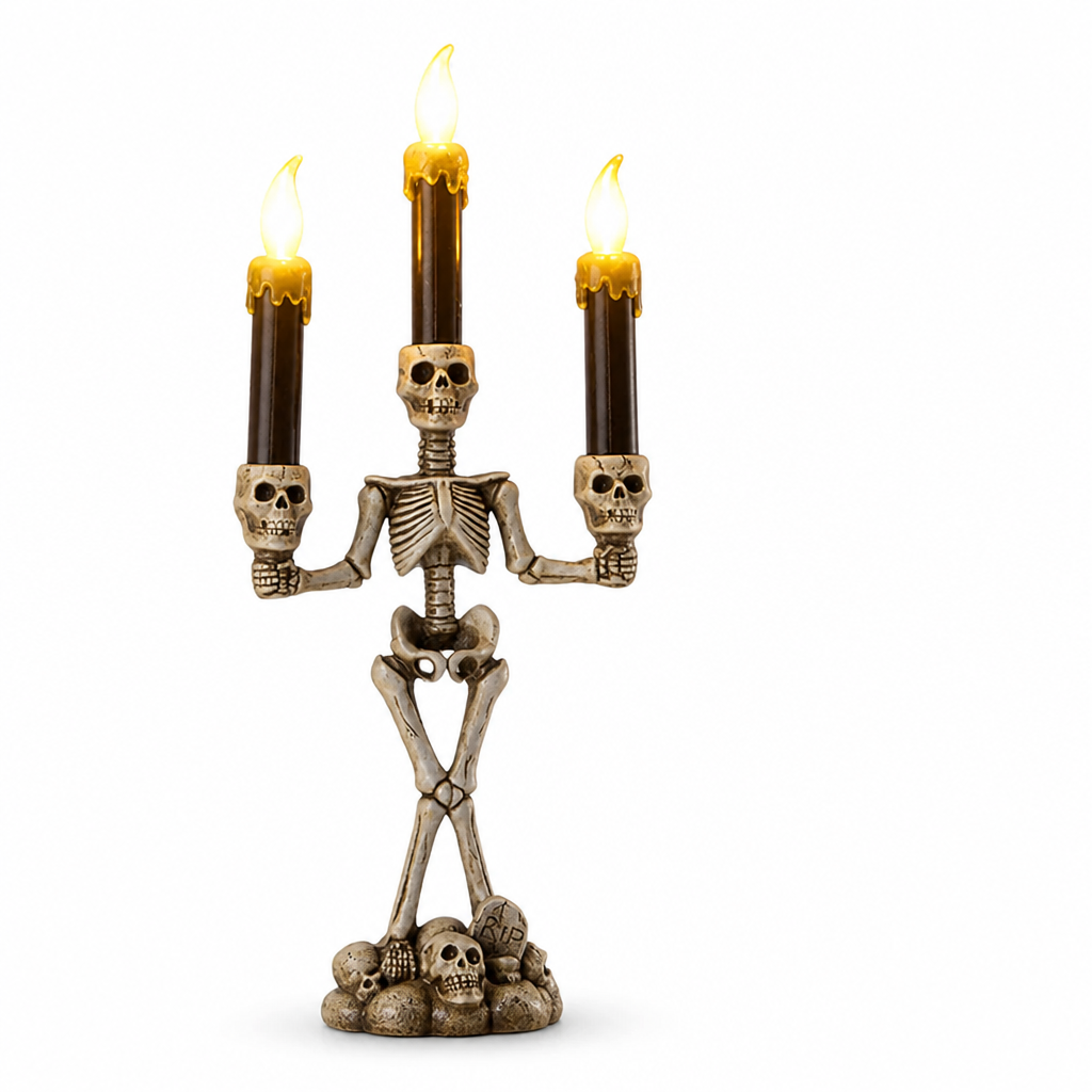 Candle Holder Skeleton 3-Candle Warm LED Battery-Operated