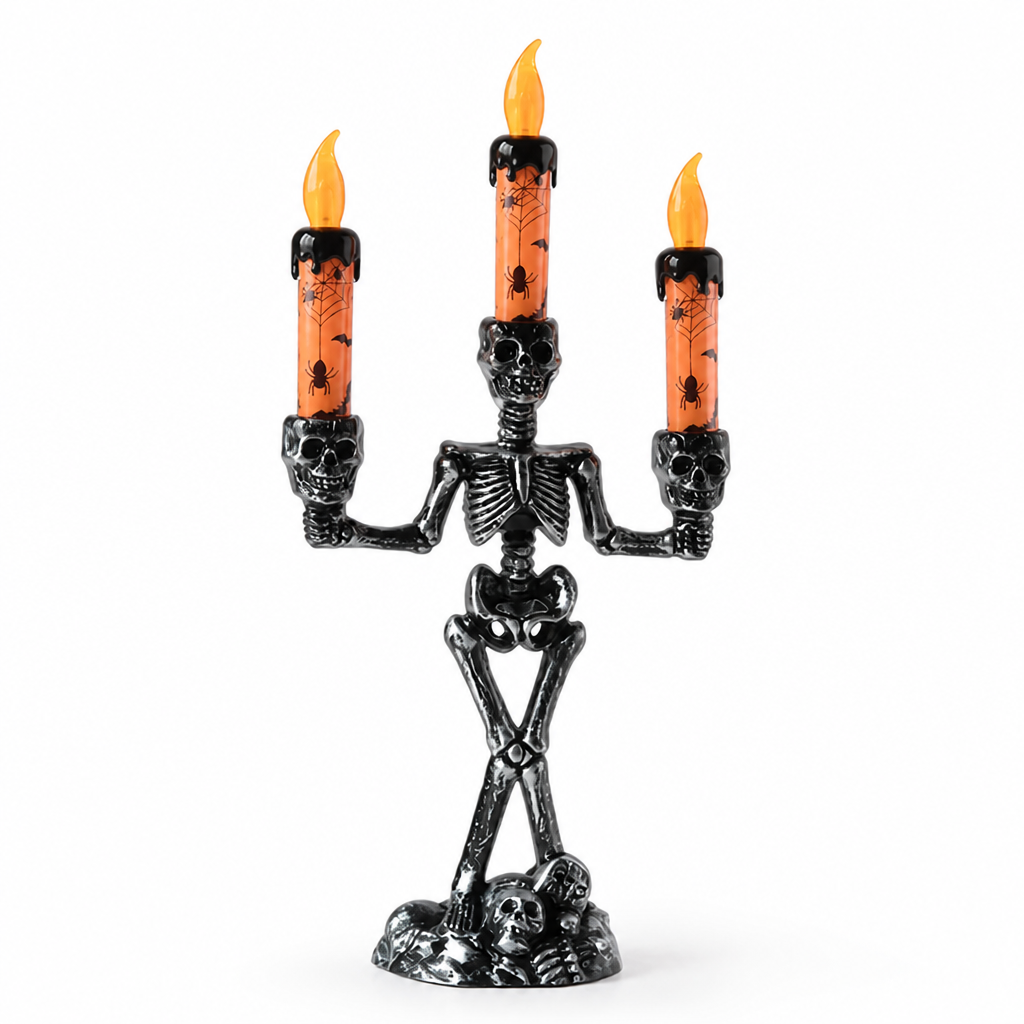 Candle Holder Skeleton 3-Candle Warm LED Battery-Operated