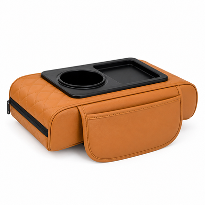 Car Armrest Cushion Padded Cup Holder & Storage