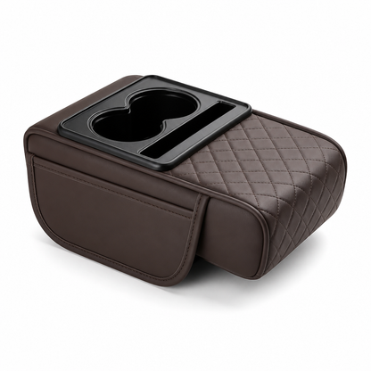 Car Armrest Cushion Padded Cup Holder & Storage