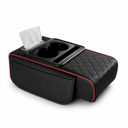 Car Armrest Cushion Padded Cup Holder & Storage