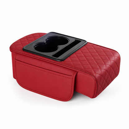 Car Armrest Cushion Padded Cup Holder & Storage