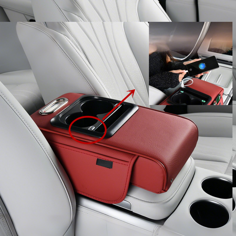 Car Center Armrest USB & USB-C Charging Cup Holder
